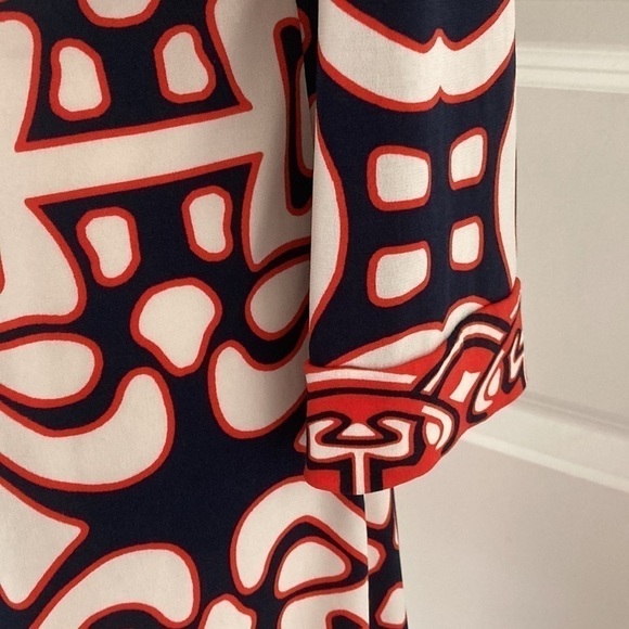 Laundry by Design 10 dress blue white red 3/4 sleeves - Picture 5 of 14